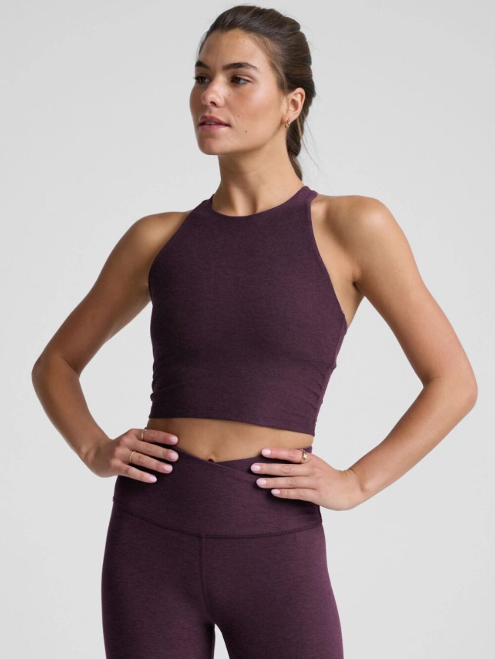 Beyond Yoga Spacedye Refocus Cropped Tank Top in Eggplant Size S